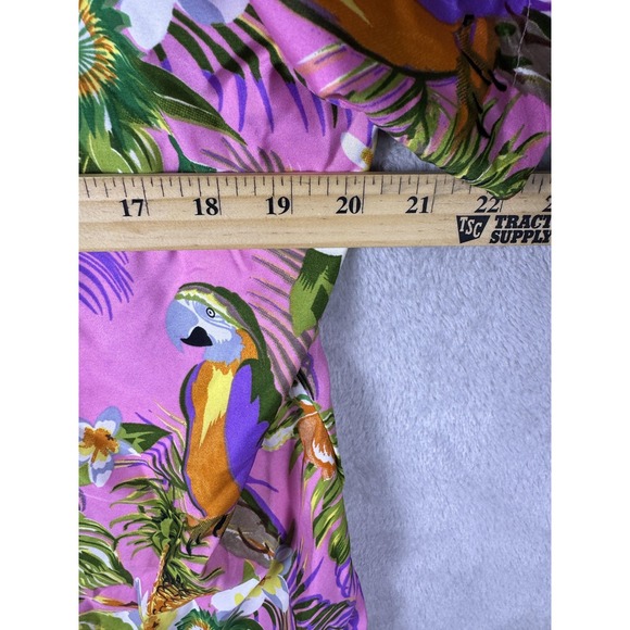 King Kameha Hawaiian Shirt Mens Large Pink Toucan Tropical Button Up Casual - Picture 4 of 10